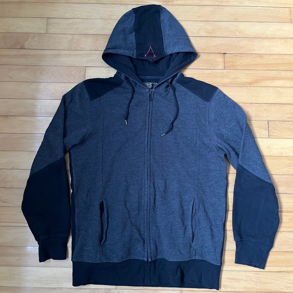 Assassins Creed IV Black Flag Bioworld Zip Up Hoodie Grey Black XL Gaming Logo
